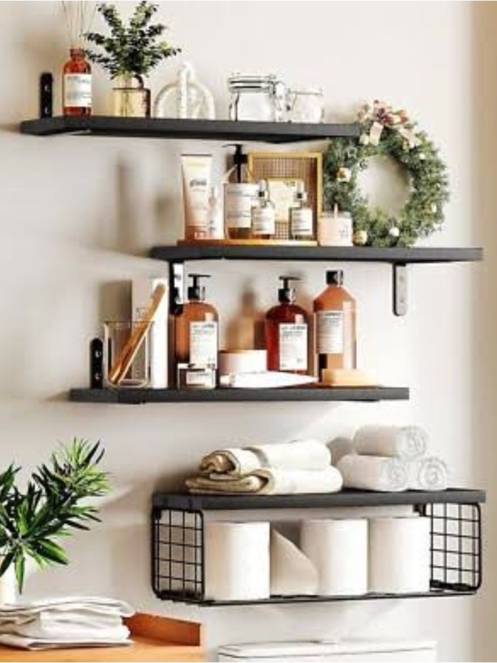 Black Floating Wall Shelves - Modern Home Wall Decor Display